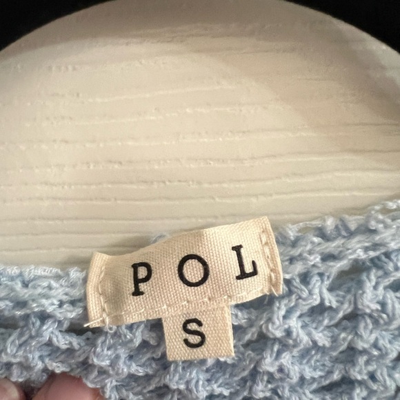 POL Blue V-Neck Crochet Front Pockets Hoodie Oversized Small - Picture 6 of 6